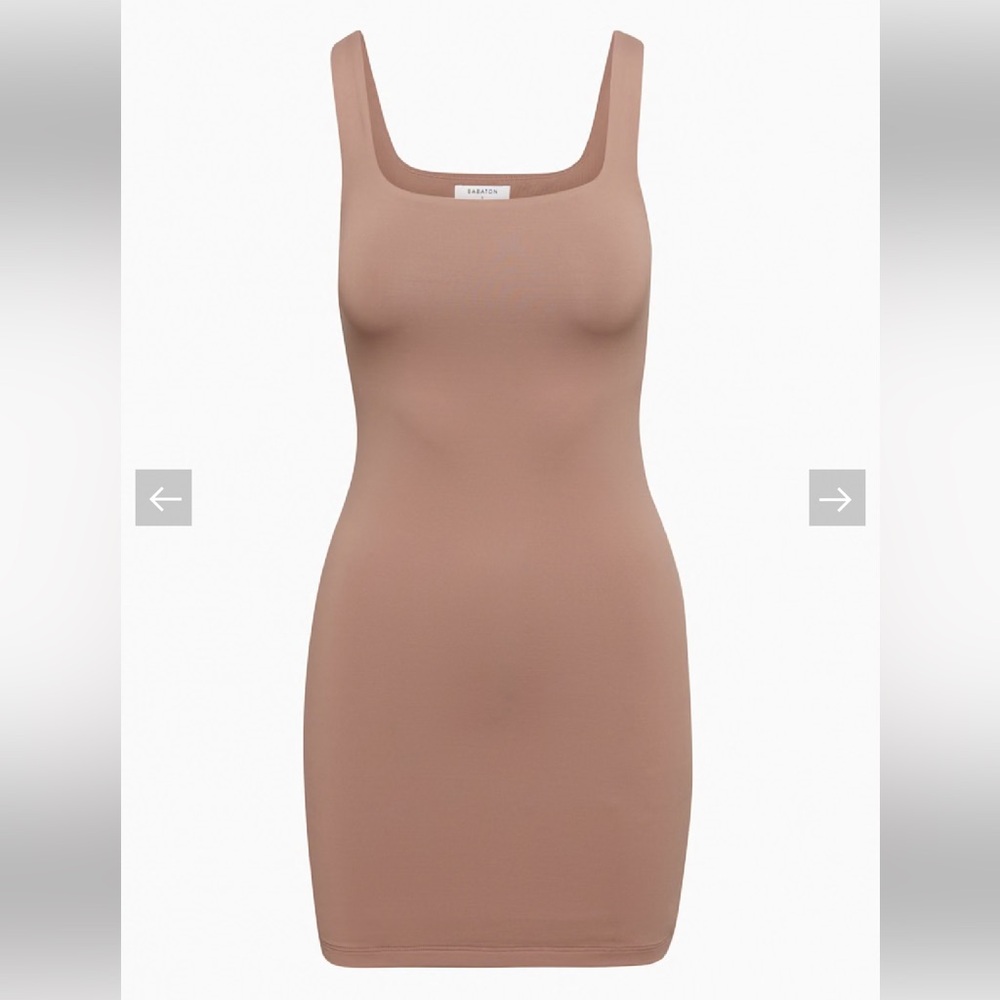 Aritzia Contour Squareneck Mini Dress- deep taupe